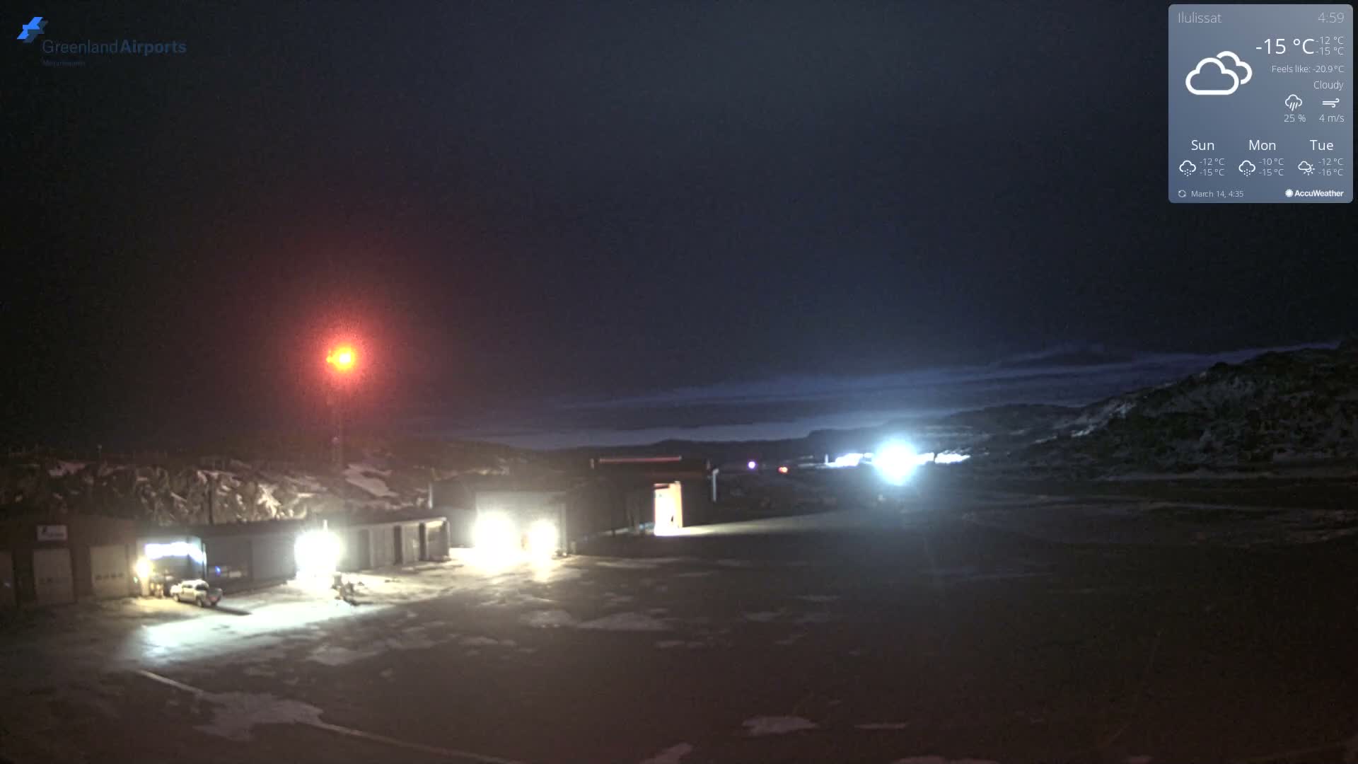 Mittarfik Ilulissat Airport North Towards View Live Cam JAV / BGJN - Ilulissat, Avannaata, Greenland, Denmark