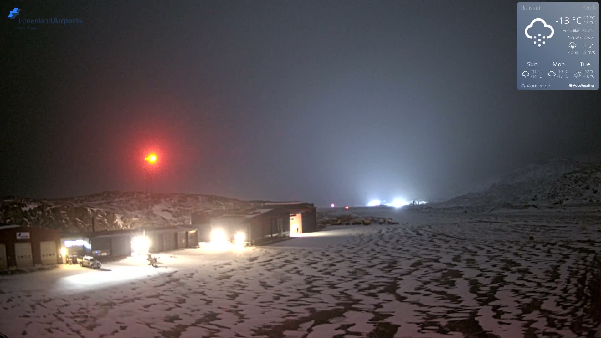 Mittarfik Ilulissat Airport North Towards View Live Cam JAV / BGJN - Ilulissat, Avannaata, Greenland, Denmark