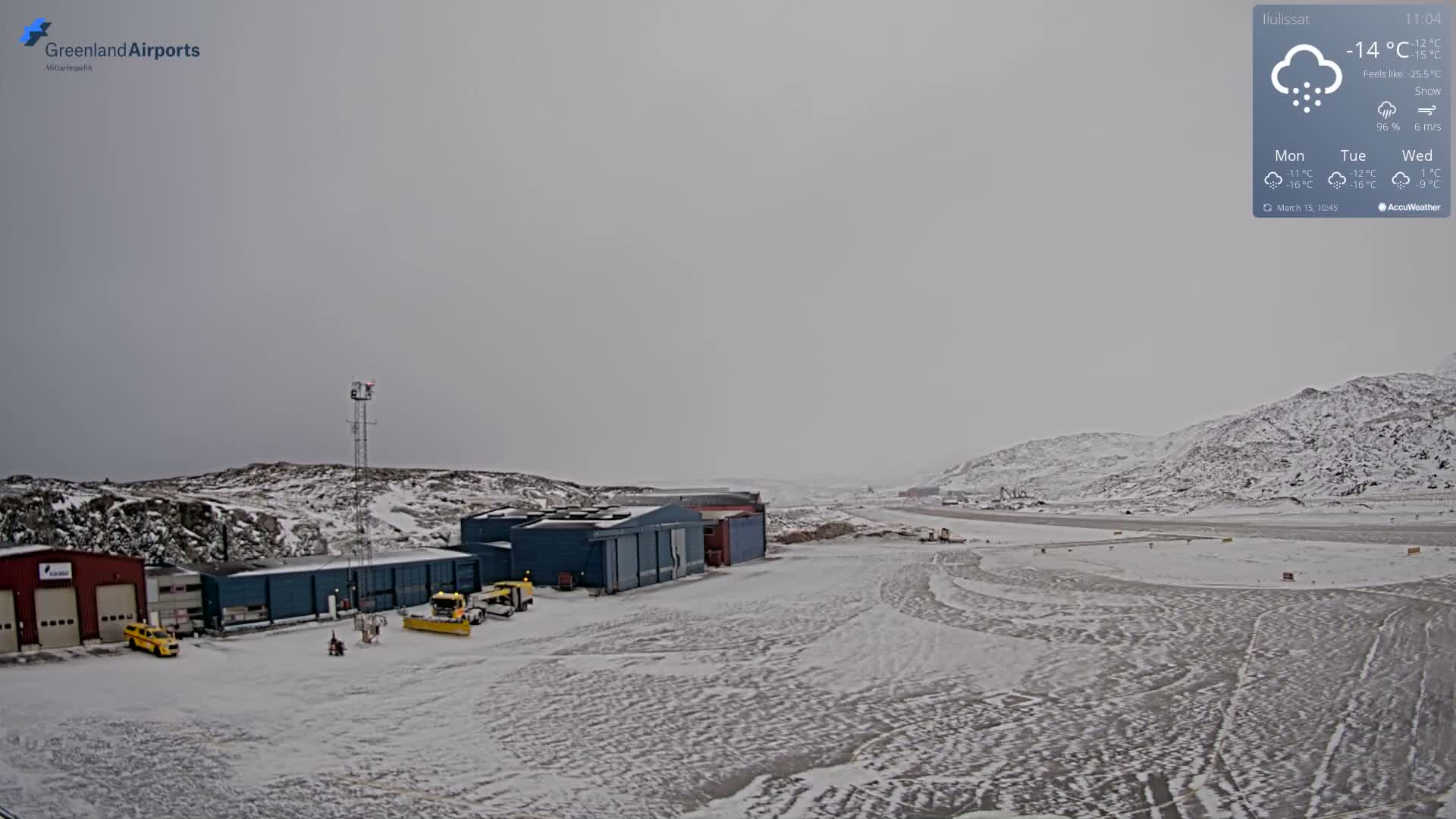 Mittarfik Ilulissat Airport North Towards View Live Cam JAV / BGJN - Ilulissat, Avannaata, Greenland, Denmark
