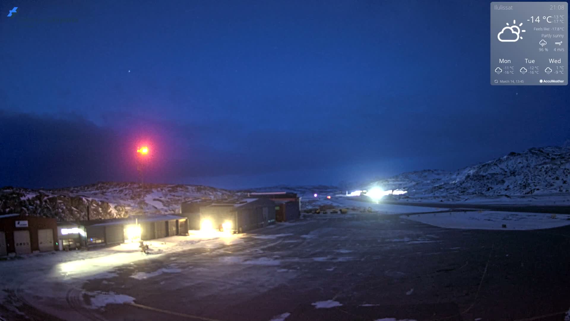 Mittarfik Ilulissat Airport North Towards View Live Cam JAV / BGJN - Ilulissat, Avannaata, Greenland, Denmark