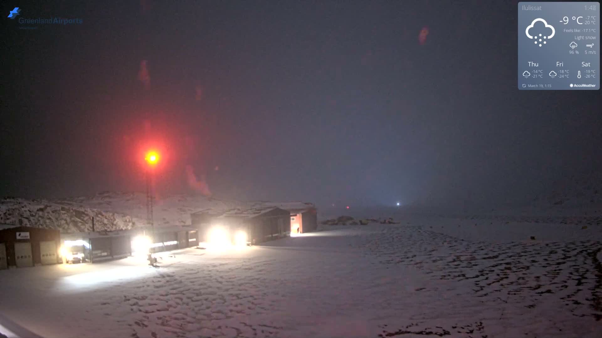 Mittarfik Ilulissat Airport North Towards View Live Cam JAV / BGJN - Ilulissat, Avannaata, Greenland, Denmark