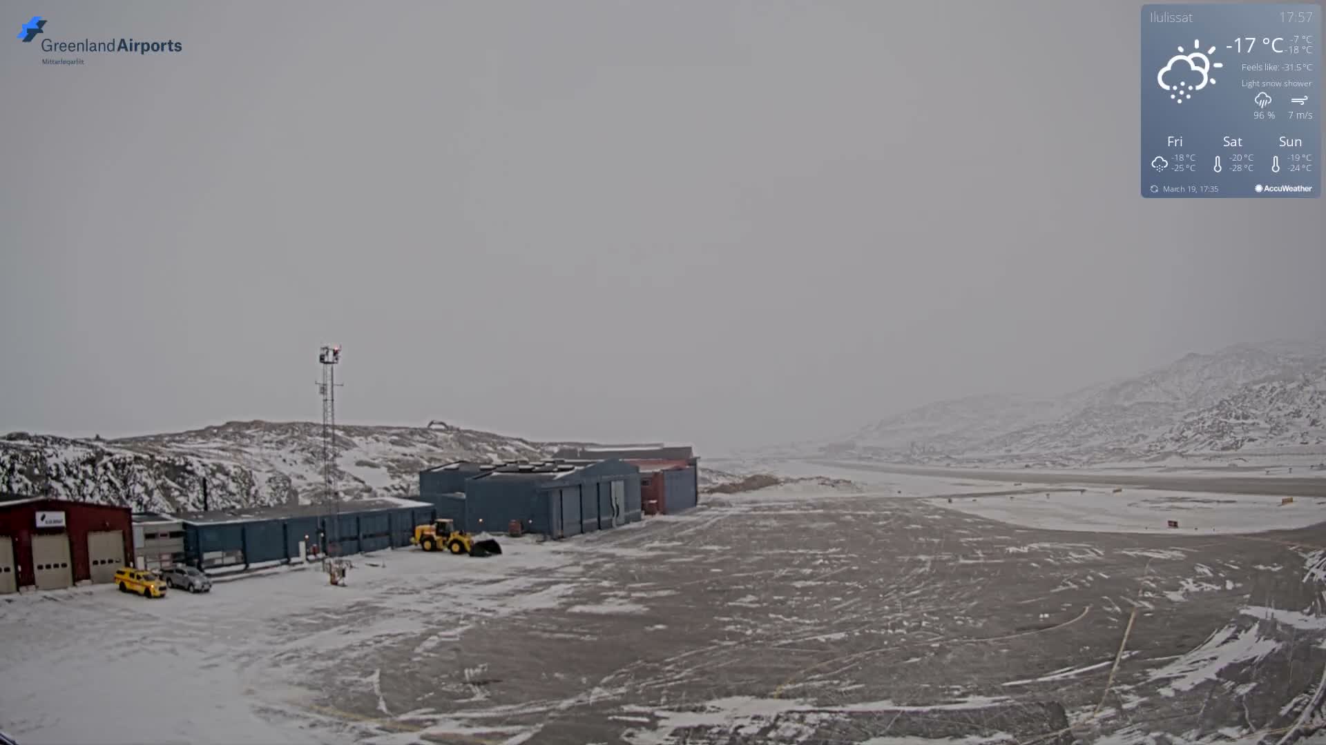 Mittarfik Ilulissat Airport North Towards View Live Cam JAV / BGJN - Ilulissat, Avannaata, Greenland, Denmark