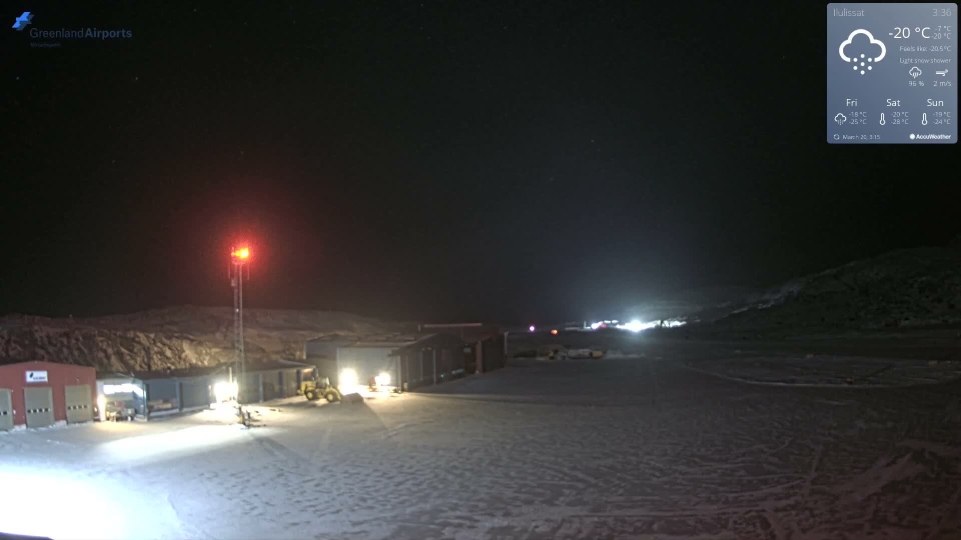 Mittarfik Ilulissat Airport North Towards View Live Cam JAV / BGJN - Ilulissat, Avannaata, Greenland, Denmark