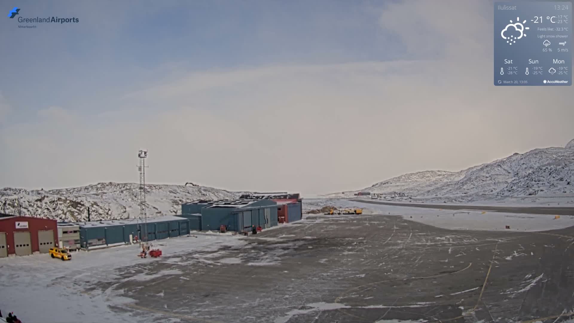 Mittarfik Ilulissat Airport North Towards View Live Cam JAV / BGJN - Ilulissat, Avannaata, Greenland, Denmark