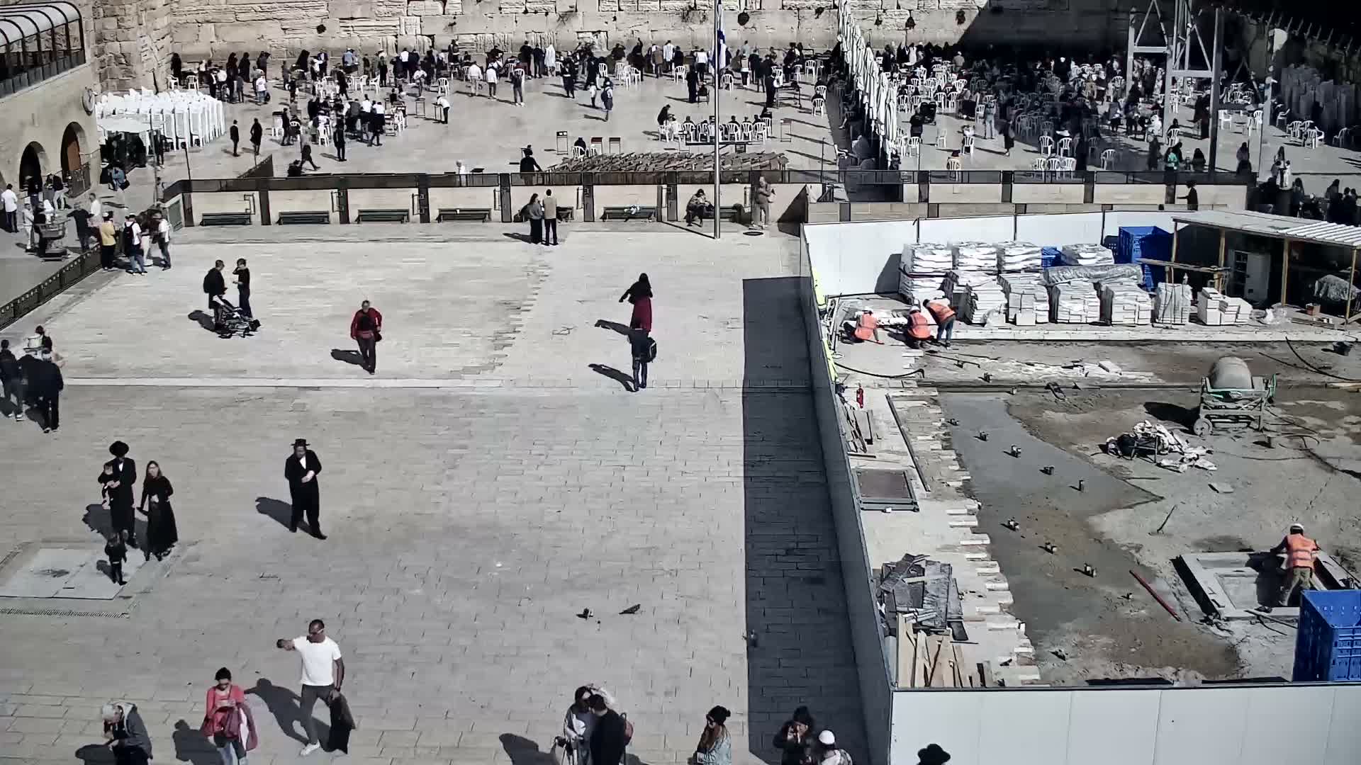 East Quds (East Jerusalem)  Western Wall Prayer Square Southeast Towards View  Live Cam - Old City, East Quds (East Jerusalem) , Palestine