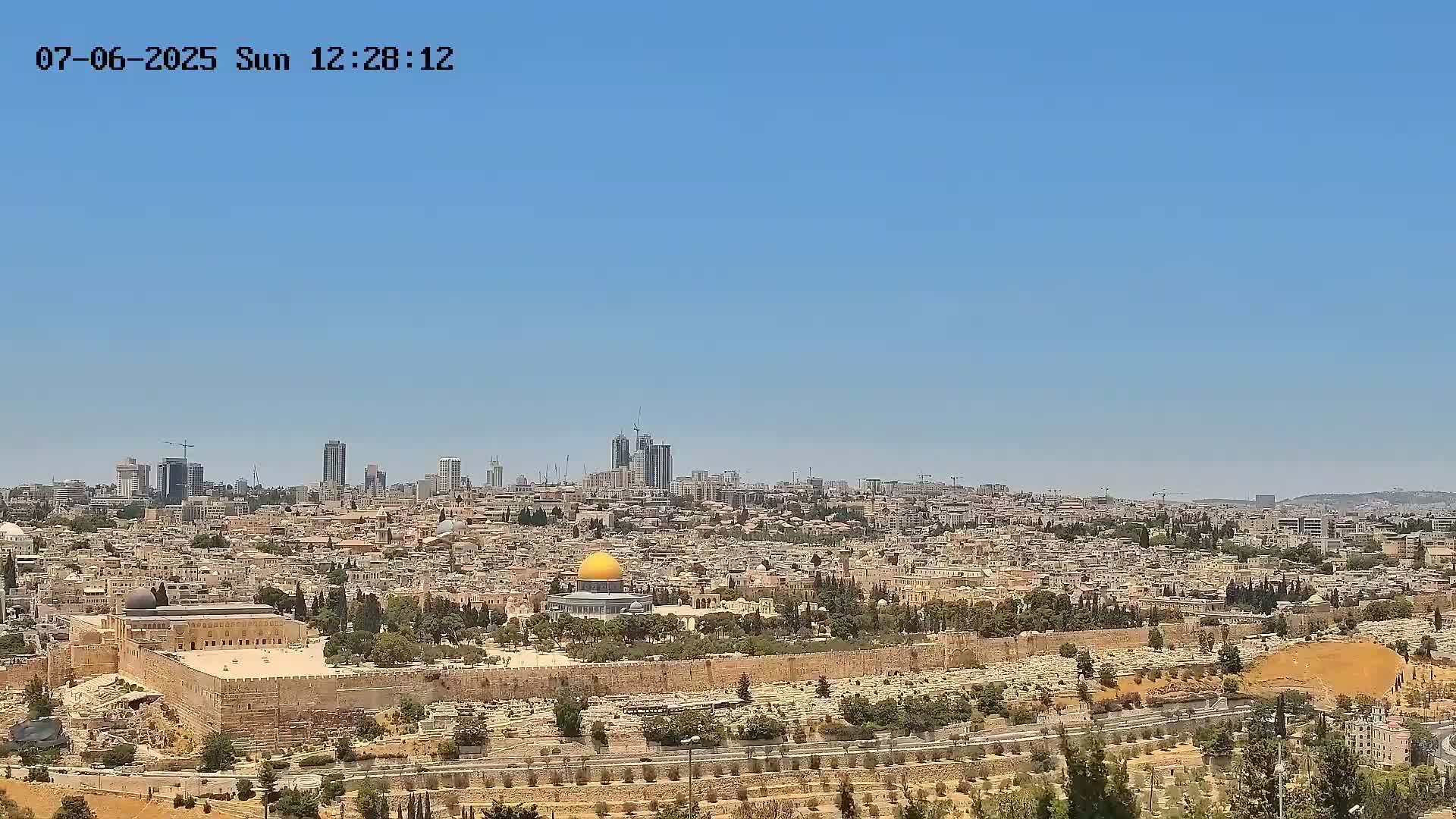 East & West Quds (East & West Jerusalem) &Temple Mount Panaroma Skyline View from Mount of Olives Live Cam - At-Tur, East Quds (East Jerusalem), Palestine