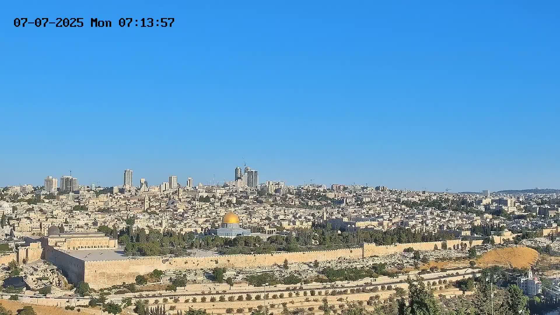 East & West Quds (East & West Jerusalem) &Temple Mount Panaroma Skyline View from Mount of Olives Live Cam - At-Tur, East Quds (East Jerusalem), Palestine
