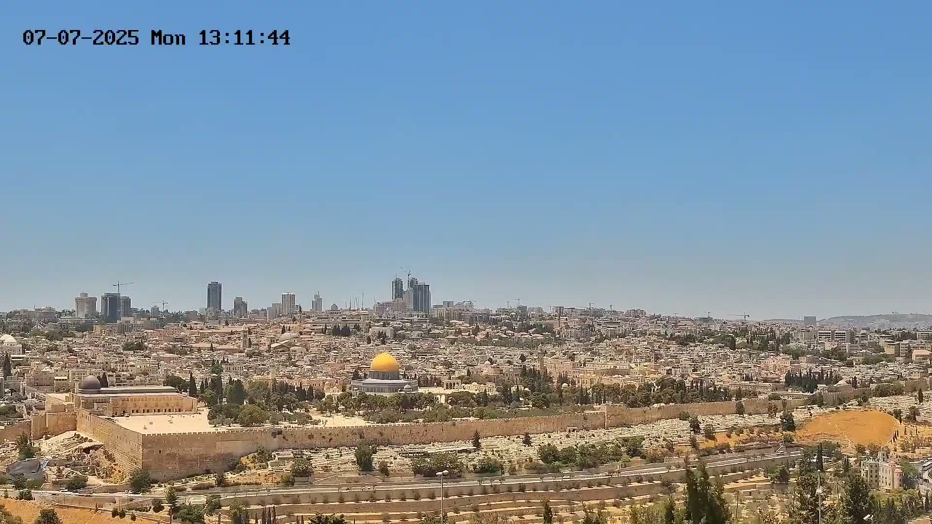 East & West Quds (East & West Jerusalem) &Temple Mount Panaroma Skyline View from Mount of Olives Live Cam - At-Tur, East Quds (East Jerusalem), Palestine
