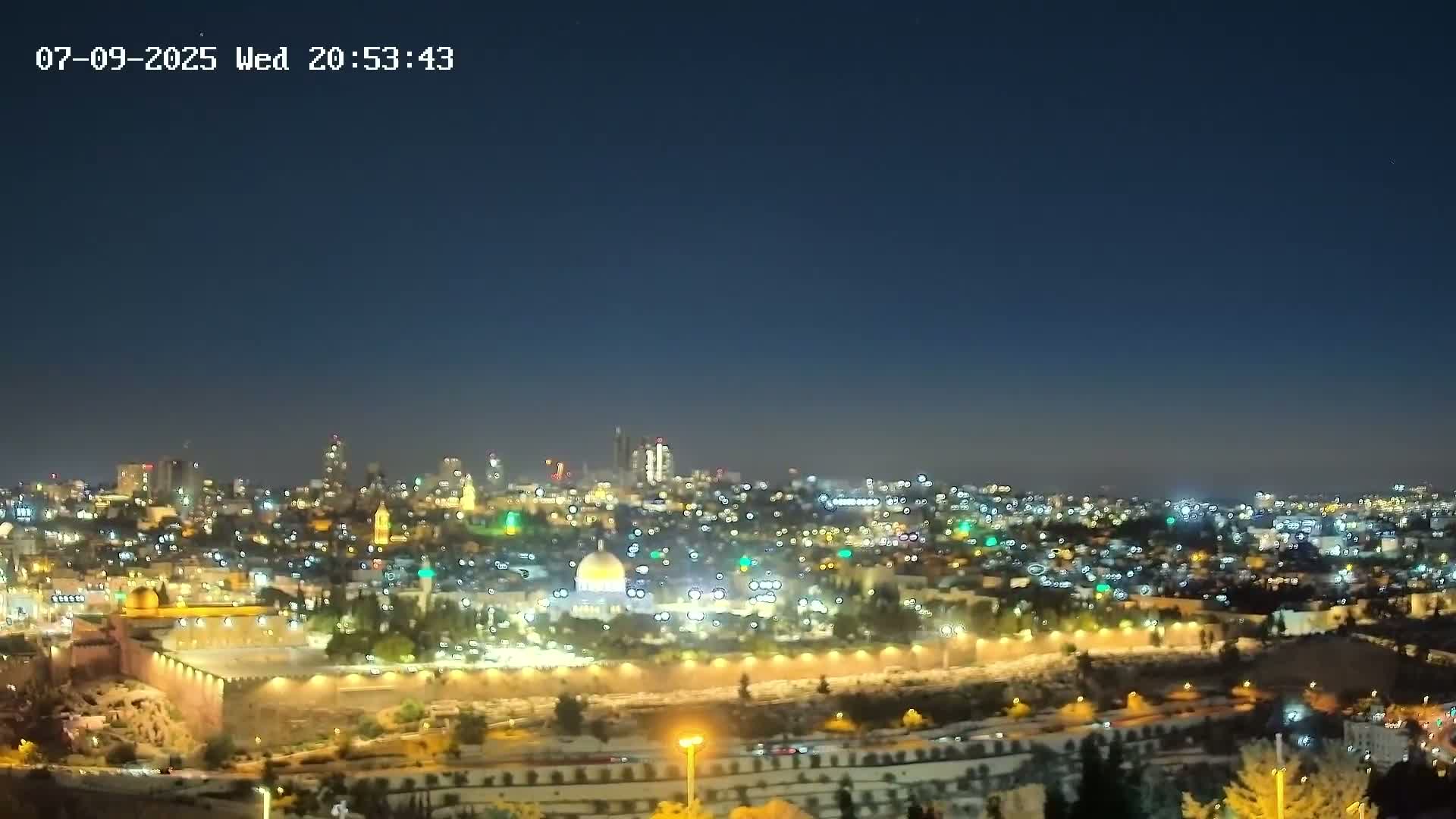 East & West Quds (East & West Jerusalem) &Temple Mount Panaroma Skyline View from Mount of Olives Live Cam - At-Tur, East Quds (East Jerusalem), Palestine