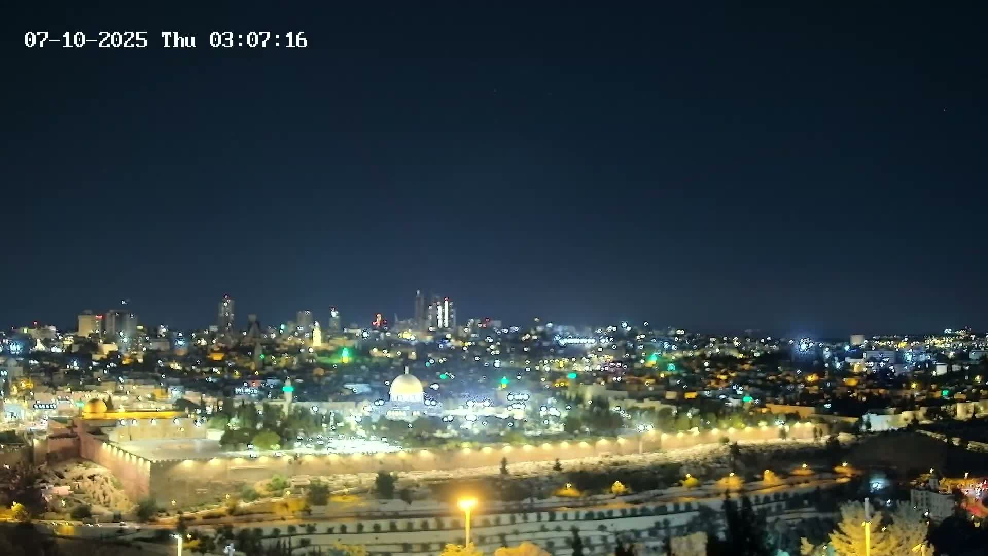 East & West Quds (East & West Jerusalem) &Temple Mount Panaroma Skyline View from Mount of Olives Live Cam - At-Tur, East Quds (East Jerusalem), Palestine