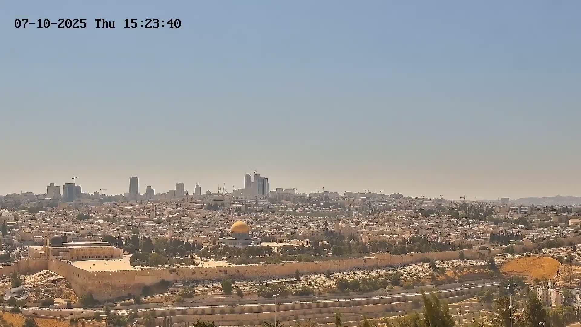 East & West Quds (East & West Jerusalem) &Temple Mount Panaroma Skyline View from Mount of Olives Live Cam - At-Tur, East Quds (East Jerusalem), Palestine