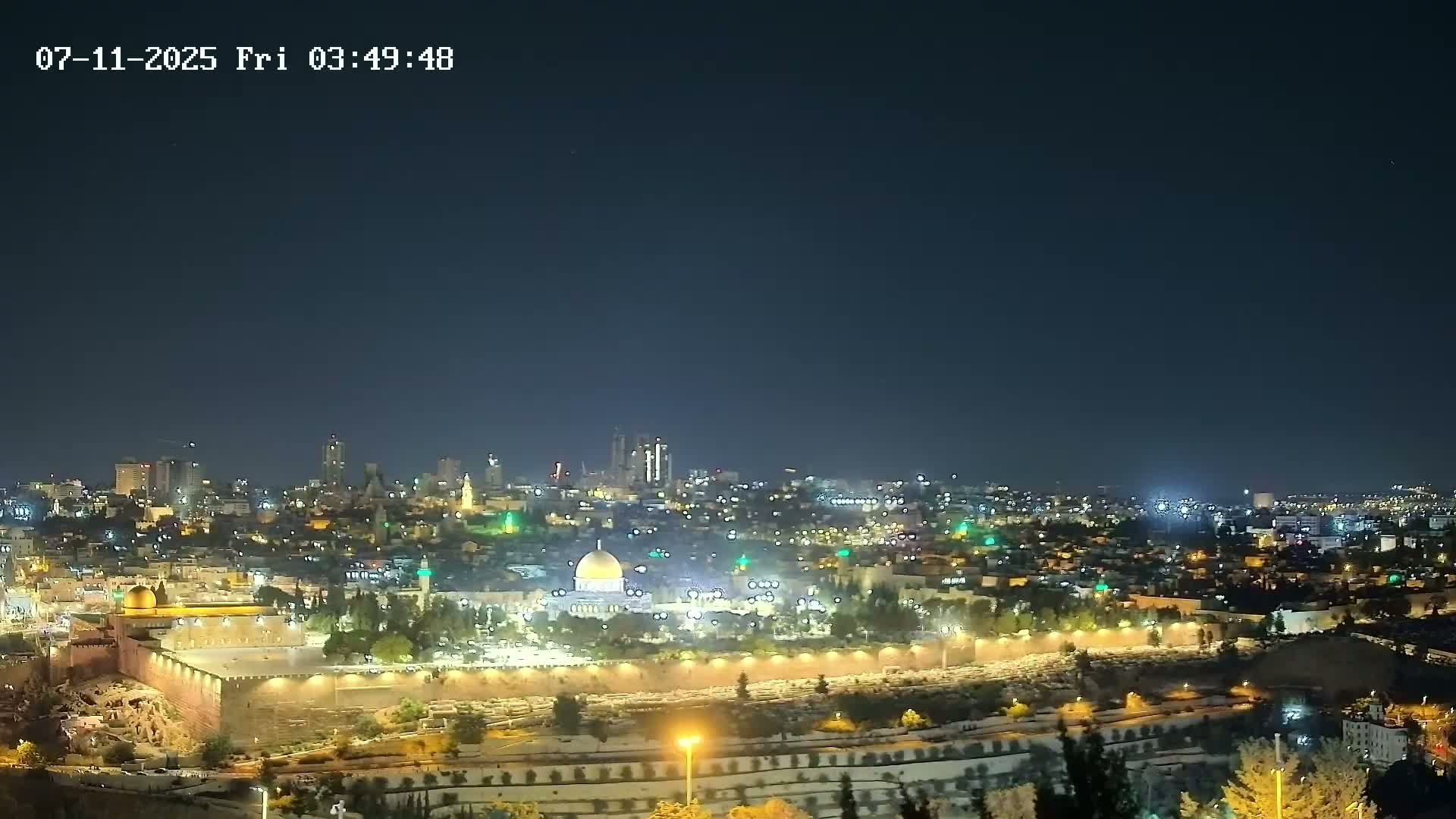 East & West Quds (East & West Jerusalem) &Temple Mount Panaroma Skyline View from Mount of Olives Live Cam - At-Tur, East Quds (East Jerusalem), Palestine
