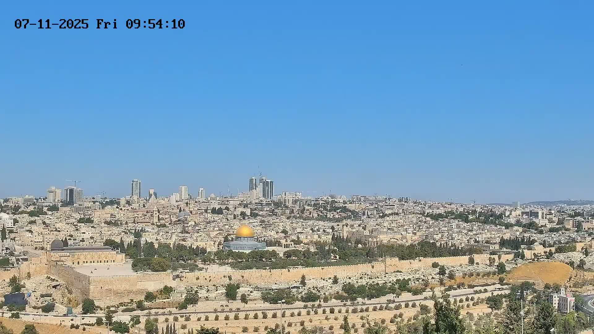 East & West Quds (East & West Jerusalem) &Temple Mount Panaroma Skyline View from Mount of Olives Live Cam - At-Tur, East Quds (East Jerusalem), Palestine
