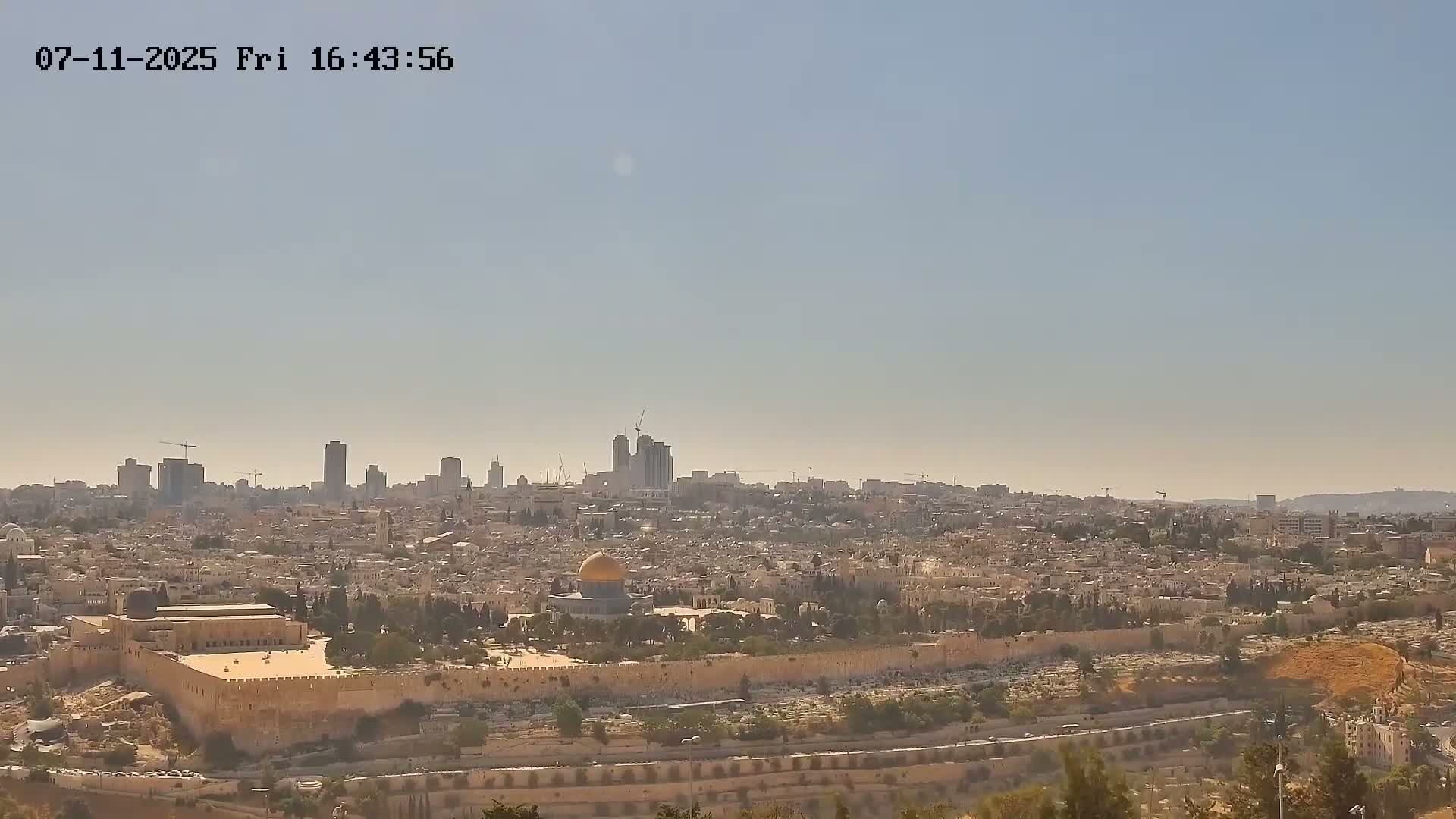 East & West Quds (East & West Jerusalem) &Temple Mount Panaroma Skyline View from Mount of Olives Live Cam - At-Tur, East Quds (East Jerusalem), Palestine