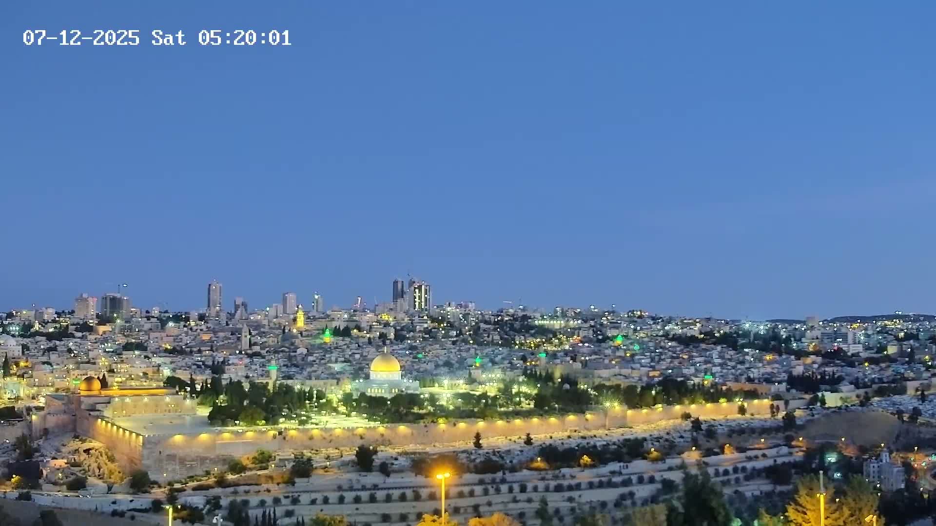 East & West Quds (East & West Jerusalem) &Temple Mount Panaroma Skyline View from Mount of Olives Live Cam - At-Tur, East Quds (East Jerusalem), Palestine