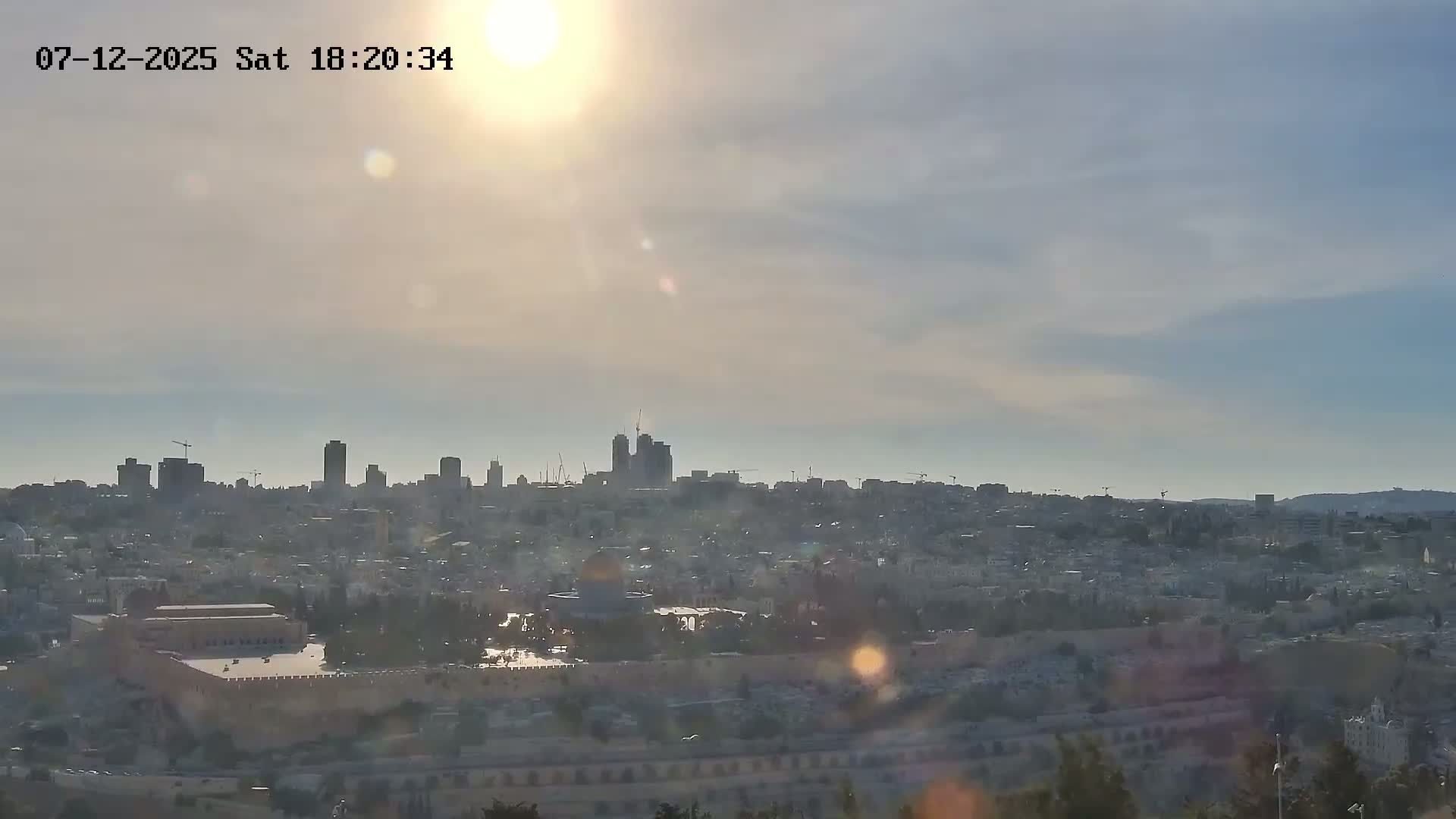 East & West Quds (East & West Jerusalem) &Temple Mount Panaroma Skyline View from Mount of Olives Live Cam - At-Tur, East Quds (East Jerusalem), Palestine