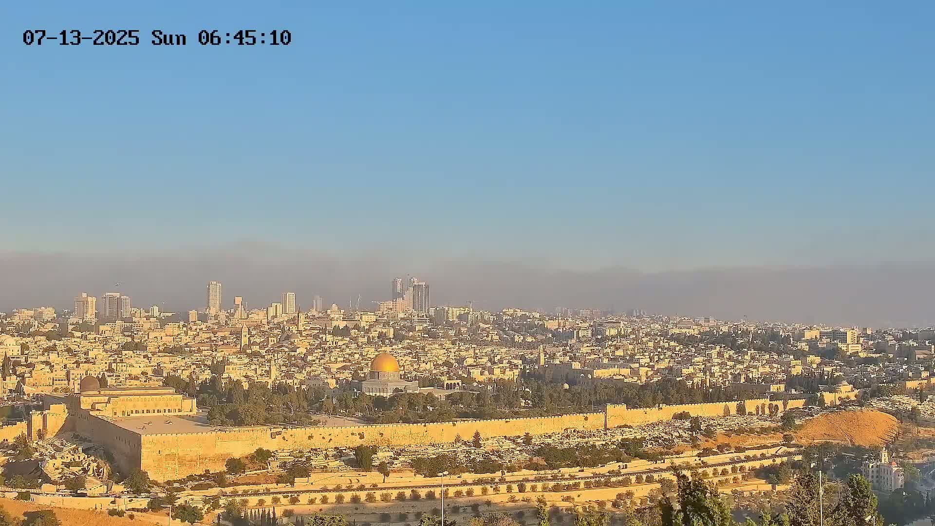 East & West Quds (East & West Jerusalem) &Temple Mount Panaroma Skyline View from Mount of Olives Live Cam - At-Tur, East Quds (East Jerusalem), Palestine