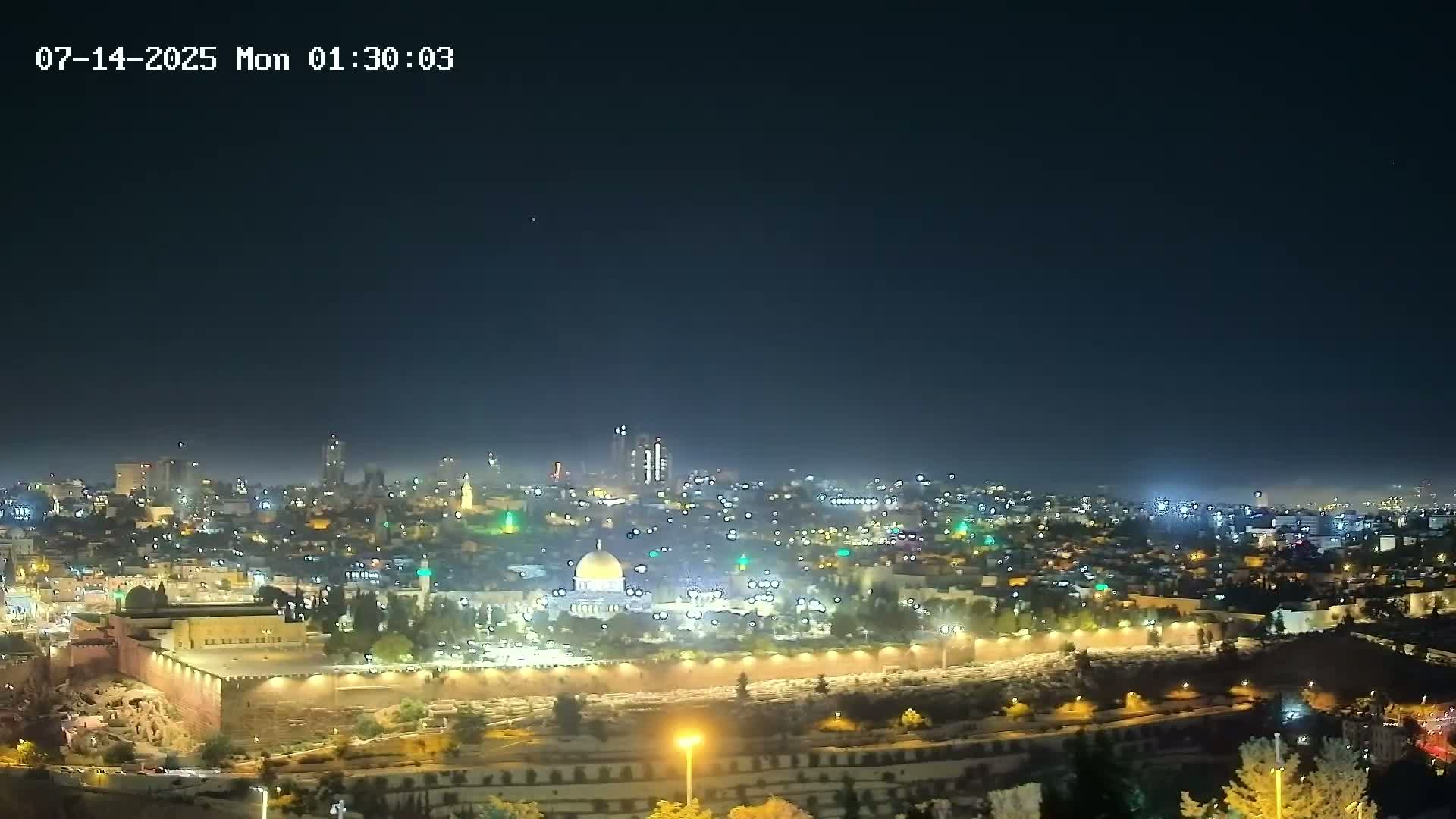 East & West Quds (East & West Jerusalem) &Temple Mount Panaroma Skyline View from Mount of Olives Live Cam - At-Tur, East Quds (East Jerusalem), Palestine