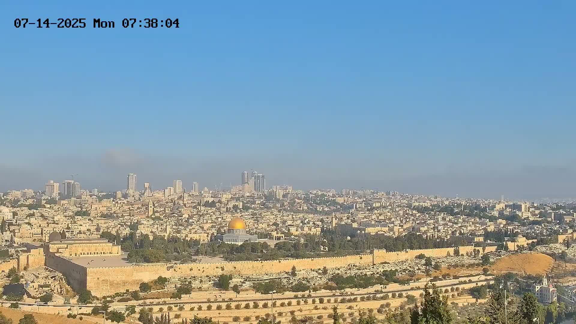 East & West Quds (East & West Jerusalem) &Temple Mount Panaroma Skyline View from Mount of Olives Live Cam - At-Tur, East Quds (East Jerusalem), Palestine