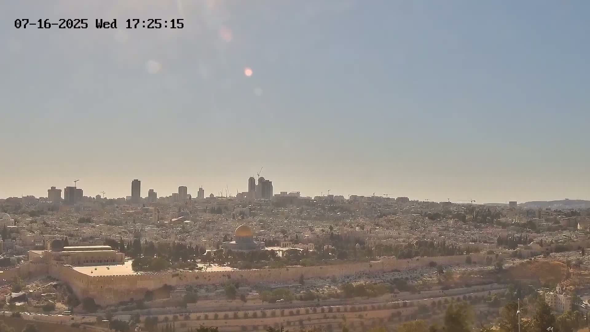 East & West Quds (East & West Jerusalem) &Temple Mount Panaroma Skyline View from Mount of Olives Live Cam - At-Tur, East Quds (East Jerusalem), Palestine