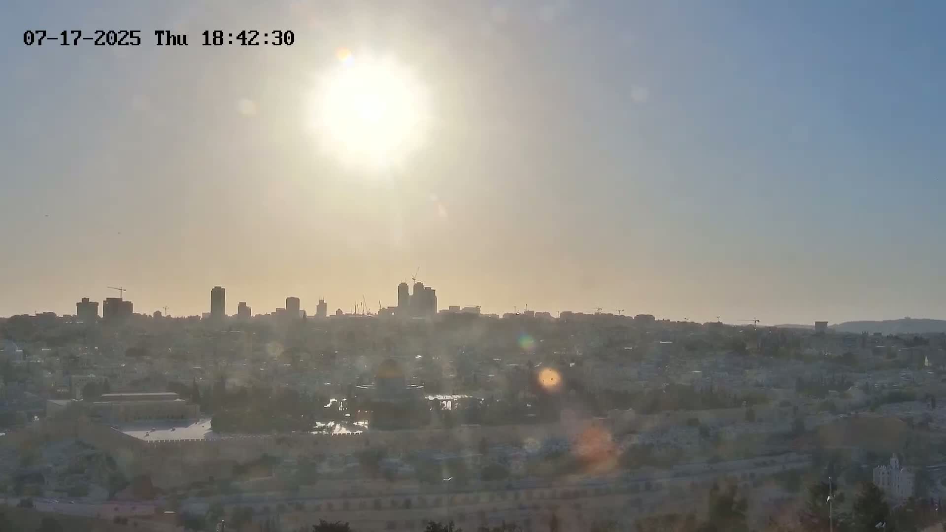 East & West Quds (East & West Jerusalem) &Temple Mount Panaroma Skyline View from Mount of Olives Live Cam - At-Tur, East Quds (East Jerusalem), Palestine