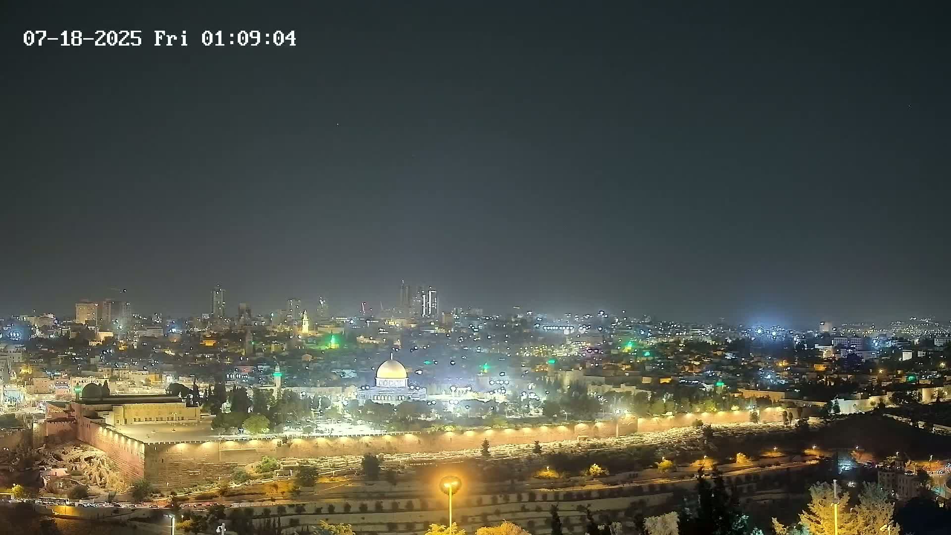 East & West Quds (East & West Jerusalem) &Temple Mount Panaroma Skyline View from Mount of Olives Live Cam - At-Tur, East Quds (East Jerusalem), Palestine