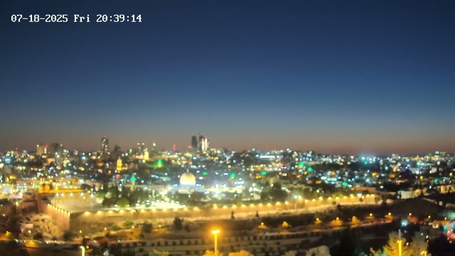 East & West Quds (East & West Jerusalem) &Temple Mount Panaroma Skyline View from Mount of Olives Live Cam - At-Tur, East Quds (East Jerusalem), Palestine