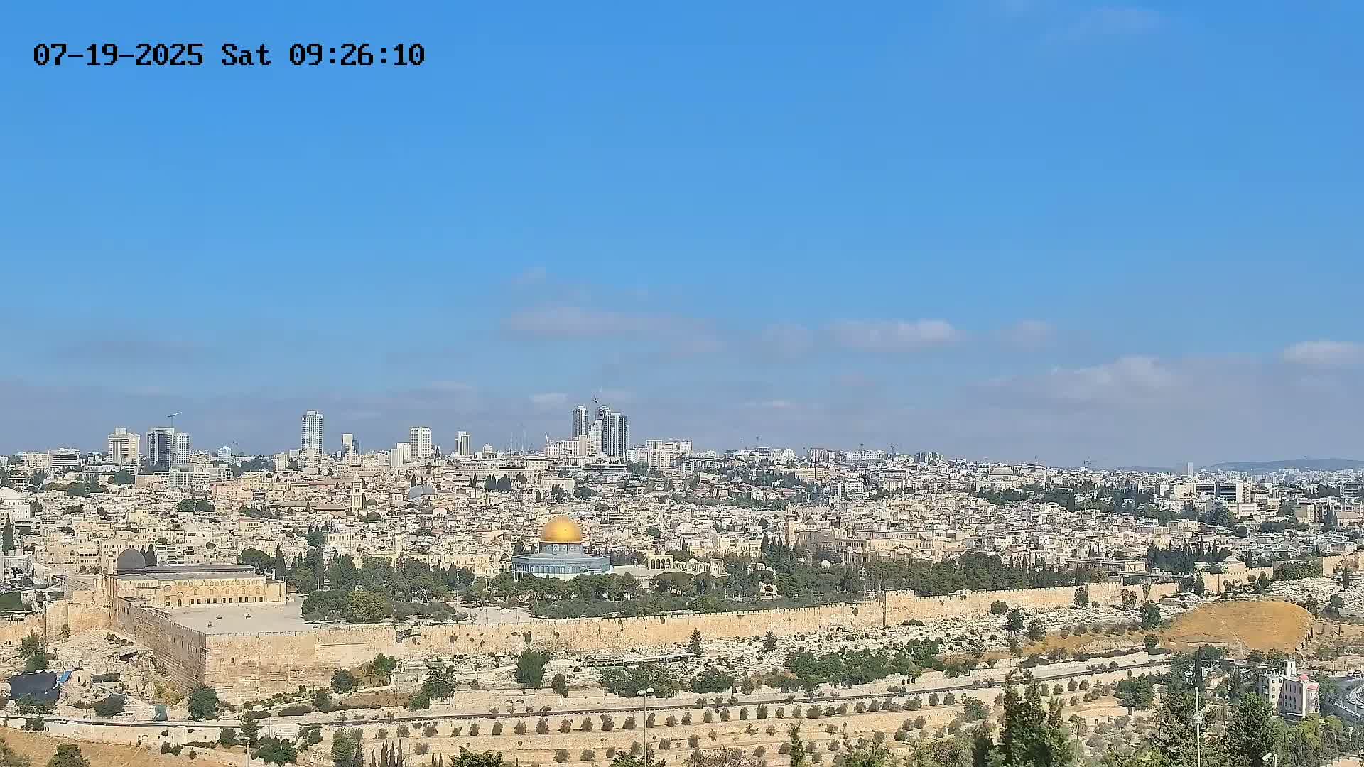 East & West Quds (East & West Jerusalem) &Temple Mount Panaroma Skyline View from Mount of Olives Live Cam - At-Tur, East Quds (East Jerusalem), Palestine