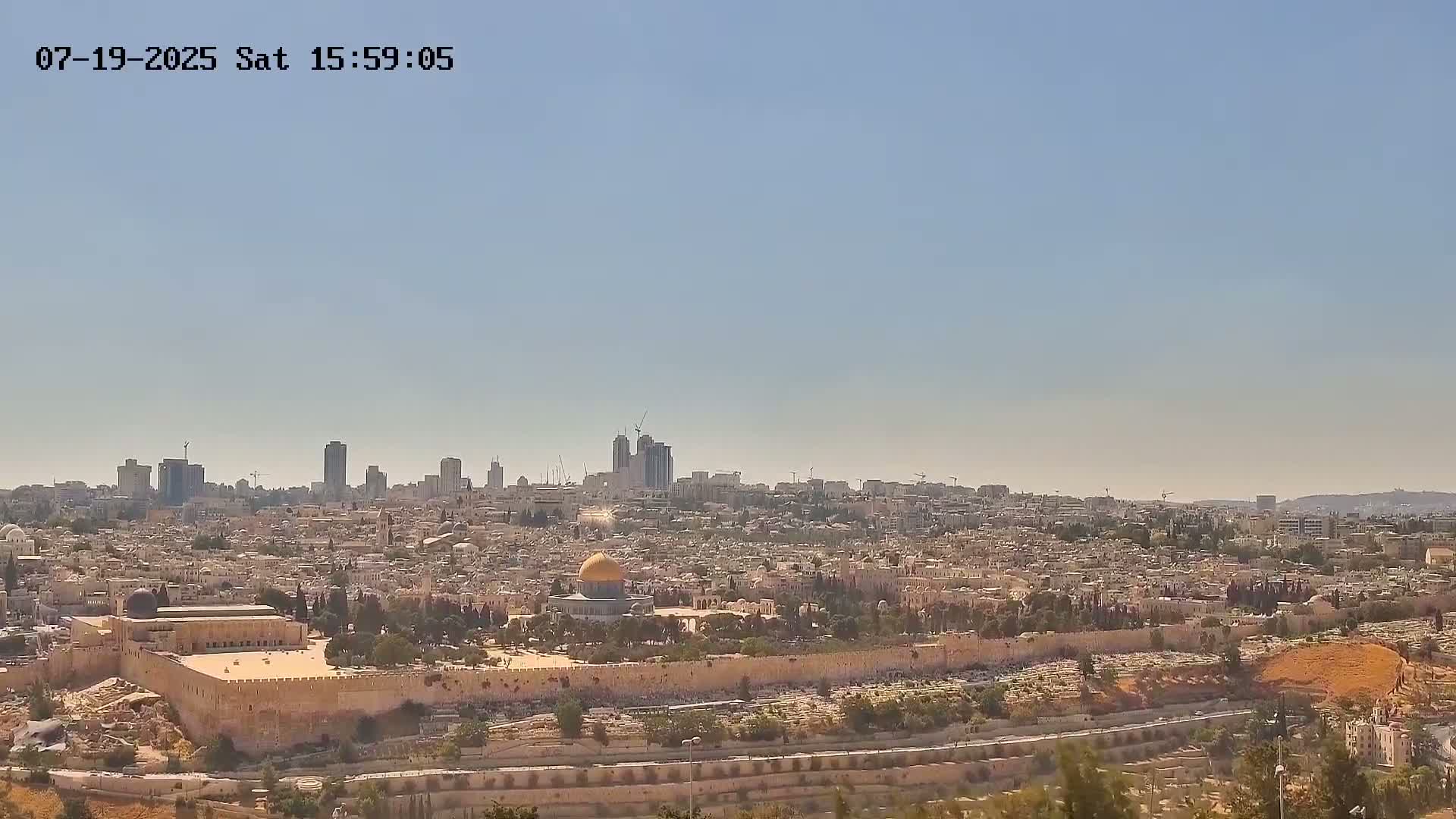 East & West Quds (East & West Jerusalem) &Temple Mount Panaroma Skyline View from Mount of Olives Live Cam - At-Tur, East Quds (East Jerusalem), Palestine