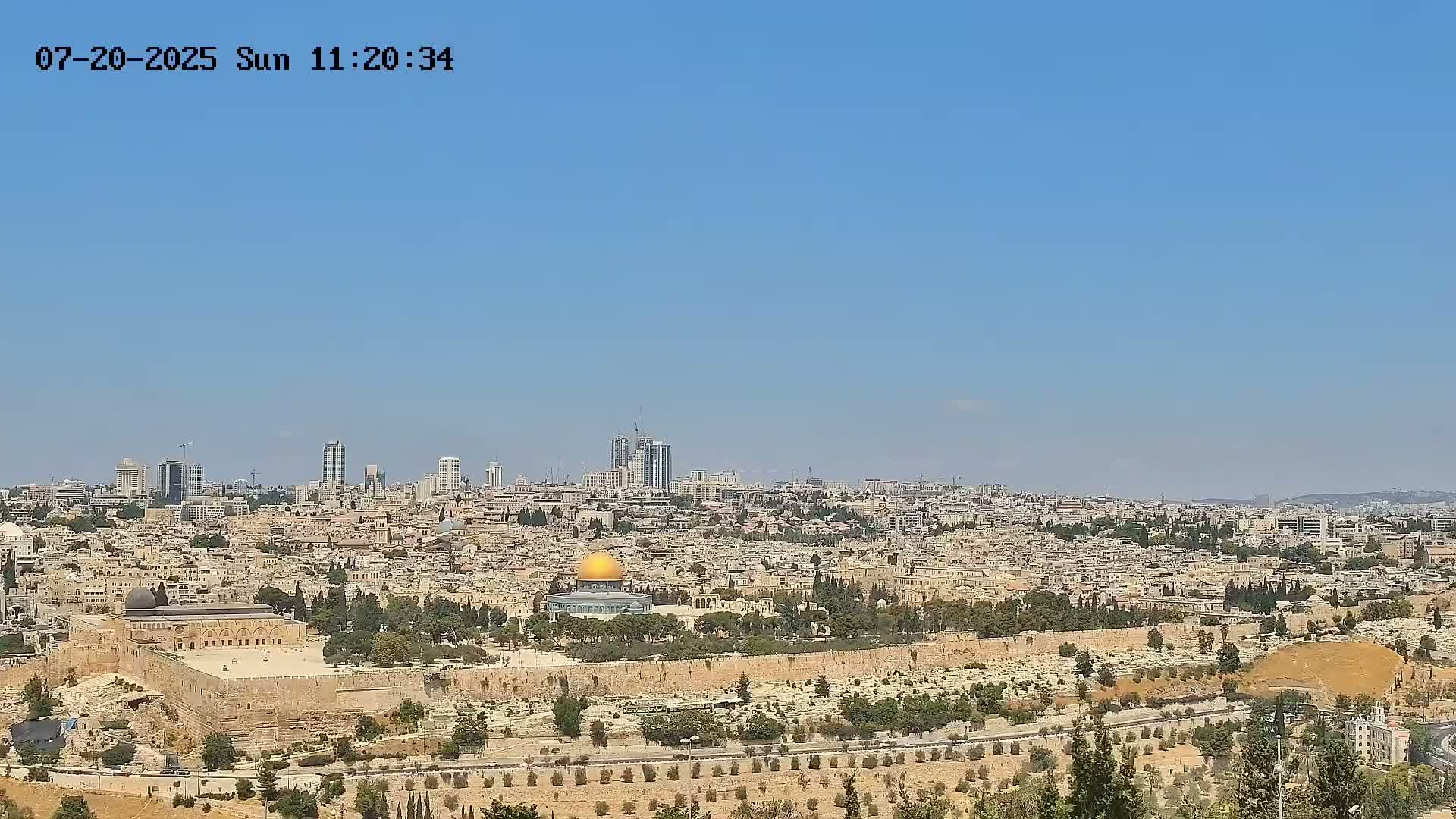 East & West Quds (East & West Jerusalem) &Temple Mount Panaroma Skyline View from Mount of Olives Live Cam - At-Tur, East Quds (East Jerusalem), Palestine