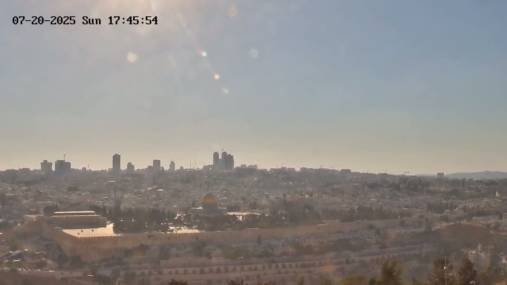 East & West Quds (East & West Jerusalem) &Temple Mount Panaroma Skyline View from Mount of Olives Live Cam - At-Tur, East Quds (East Jerusalem), Palestine