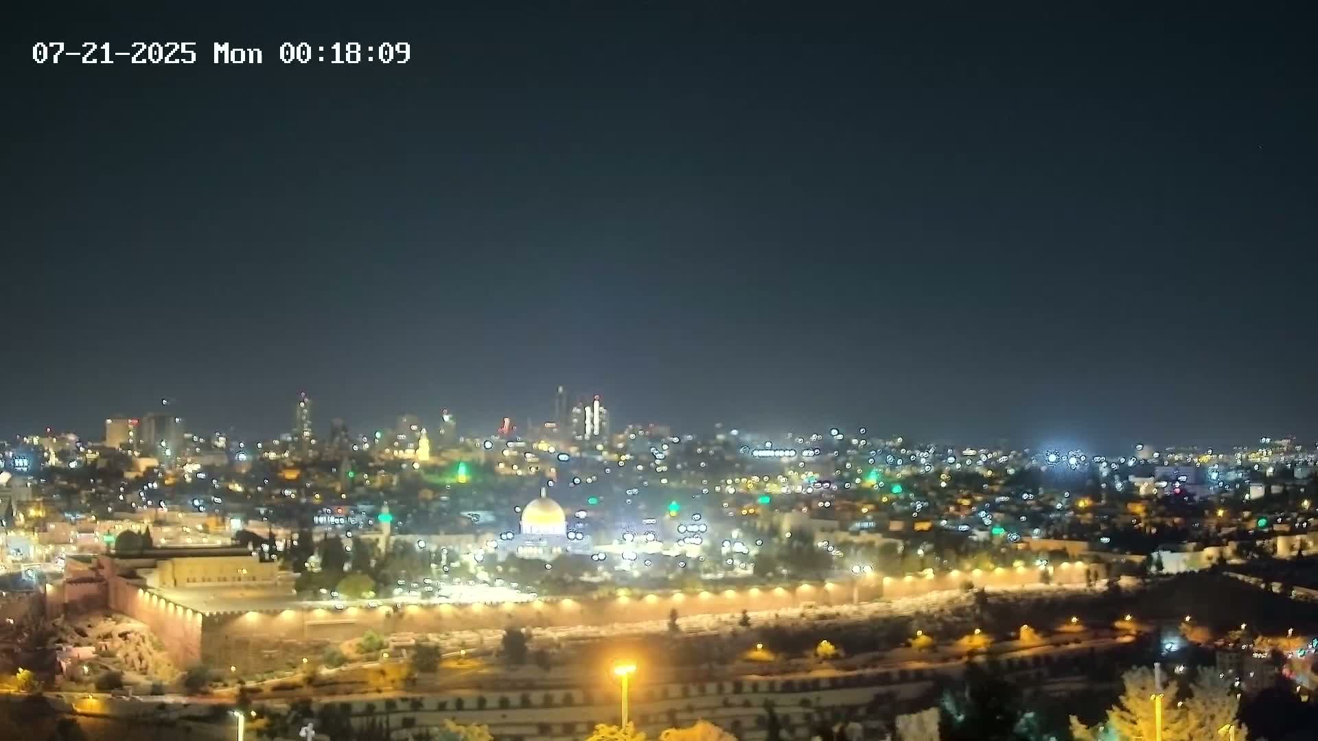 East & West Quds (East & West Jerusalem) &Temple Mount Panaroma Skyline View from Mount of Olives Live Cam - At-Tur, East Quds (East Jerusalem), Palestine