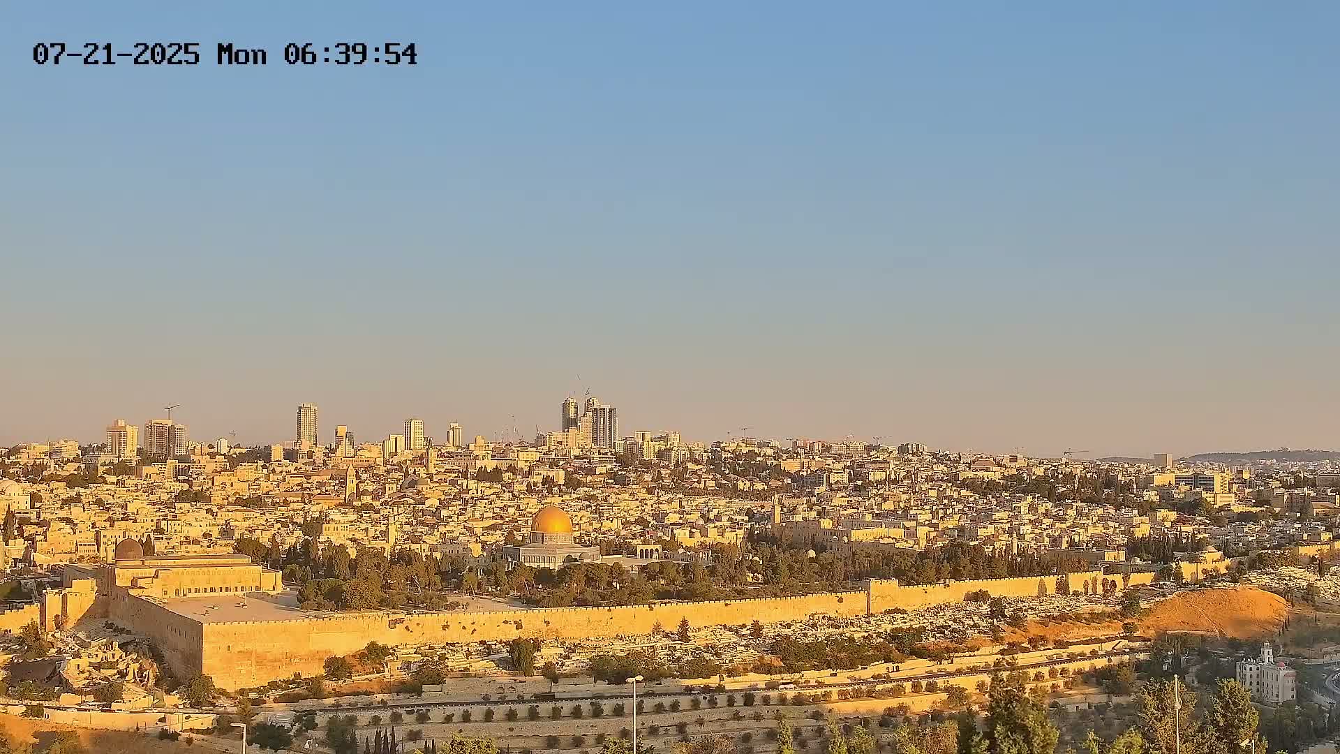 East & West Quds (East & West Jerusalem) &Temple Mount Panaroma Skyline View from Mount of Olives Live Cam - At-Tur, East Quds (East Jerusalem), Palestine
