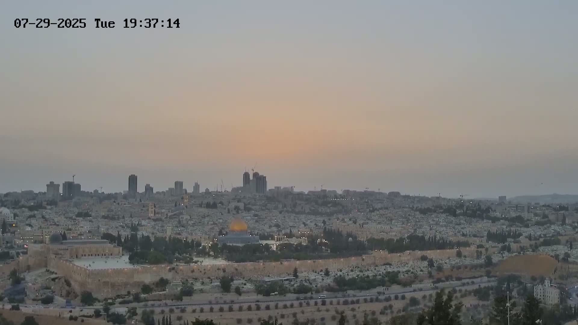 East & West Quds (East & West Jerusalem) &Temple Mount Panaroma Skyline View from Mount of Olives Live Cam - At-Tur, East Quds (East Jerusalem), Palestine