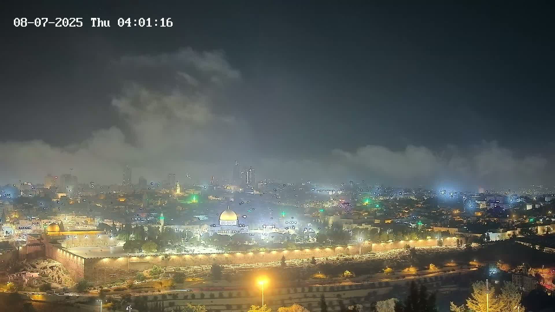 East & West Quds (East & West Jerusalem) &Temple Mount Panaroma Skyline View from Mount of Olives Live Cam - At-Tur, East Quds (East Jerusalem), Palestine