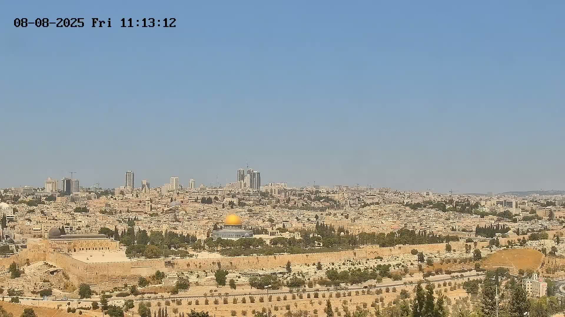 East & West Quds (East & West Jerusalem) &Temple Mount Panaroma Skyline View from Mount of Olives Live Cam - At-Tur, East Quds (East Jerusalem), Palestine