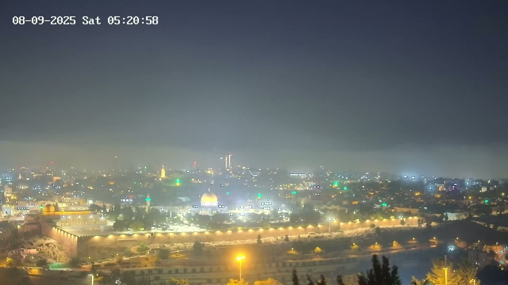 East & West Quds (East & West Jerusalem) &Temple Mount Panaroma Skyline View from Mount of Olives Live Cam - At-Tur, East Quds (East Jerusalem), Palestine