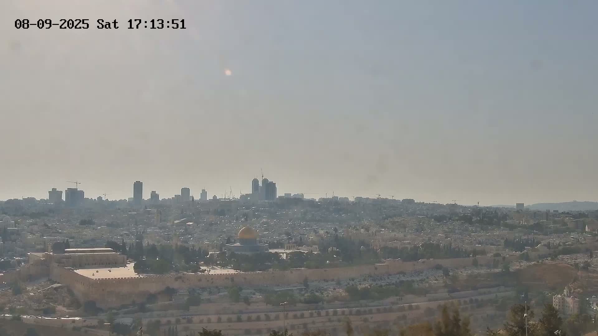 East & West Quds (East & West Jerusalem) &Temple Mount Panaroma Skyline View from Mount of Olives Live Cam - At-Tur, East Quds (East Jerusalem), Palestine