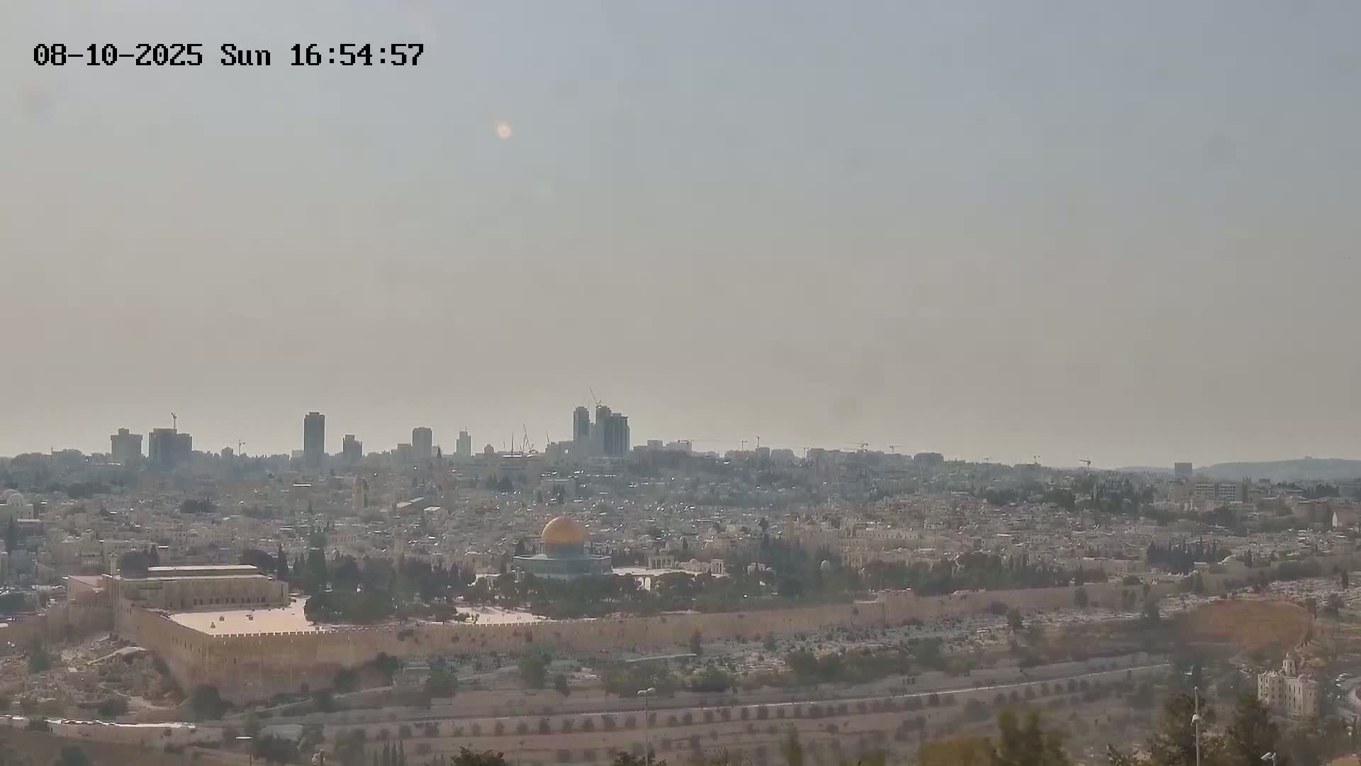 East & West Quds (East & West Jerusalem) &Temple Mount Panaroma Skyline View from Mount of Olives Live Cam - At-Tur, East Quds (East Jerusalem), Palestine