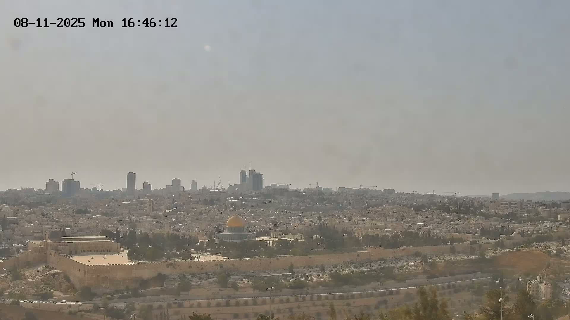 East & West Quds (East & West Jerusalem) &Temple Mount Panaroma Skyline View from Mount of Olives Live Cam - At-Tur, East Quds (East Jerusalem), Palestine