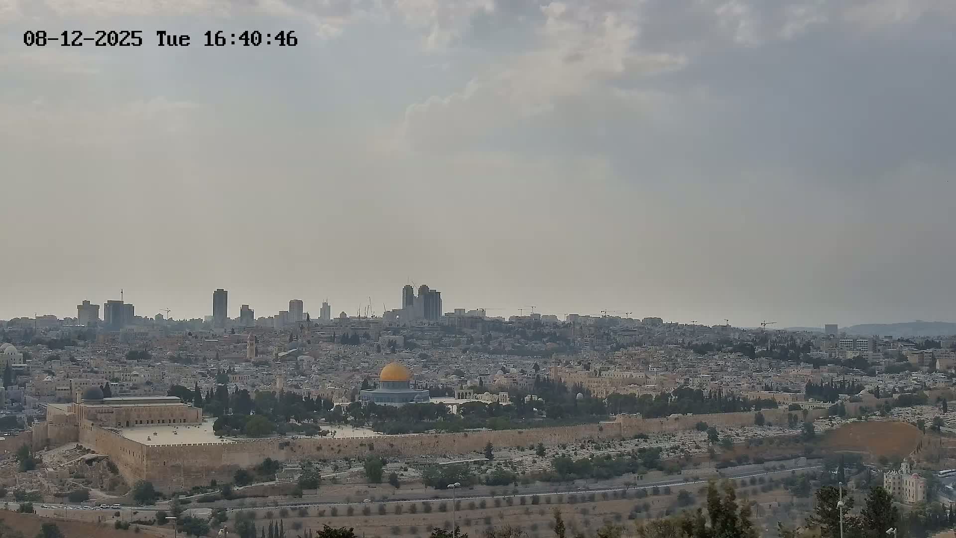 East & West Quds (East & West Jerusalem) &Temple Mount Panaroma Skyline View from Mount of Olives Live Cam - At-Tur, East Quds (East Jerusalem), Palestine