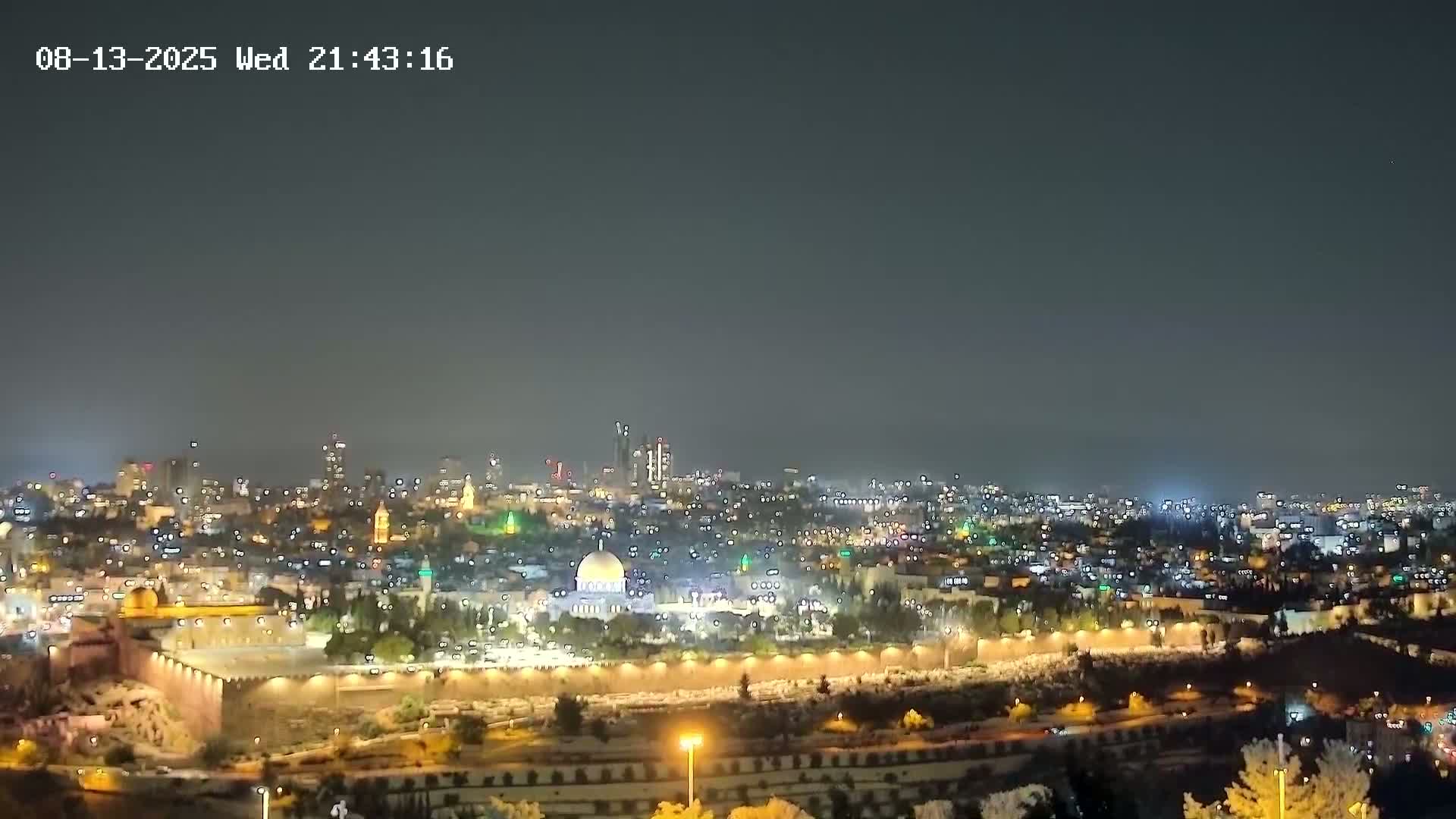 East & West Quds (East & West Jerusalem) &Temple Mount Panaroma Skyline View from Mount of Olives Live Cam - At-Tur, East Quds (East Jerusalem), Palestine