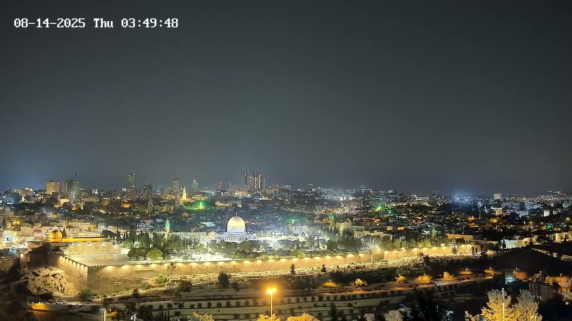 East & West Quds (East & West Jerusalem) &Temple Mount Panaroma Skyline View from Mount of Olives Live Cam - At-Tur, East Quds (East Jerusalem), Palestine