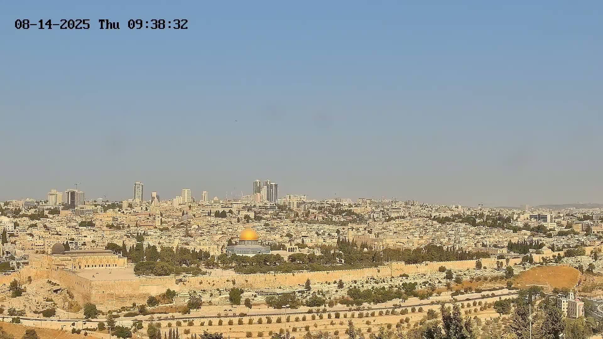 East & West Quds (East & West Jerusalem) &Temple Mount Panaroma Skyline View from Mount of Olives Live Cam - At-Tur, East Quds (East Jerusalem), Palestine