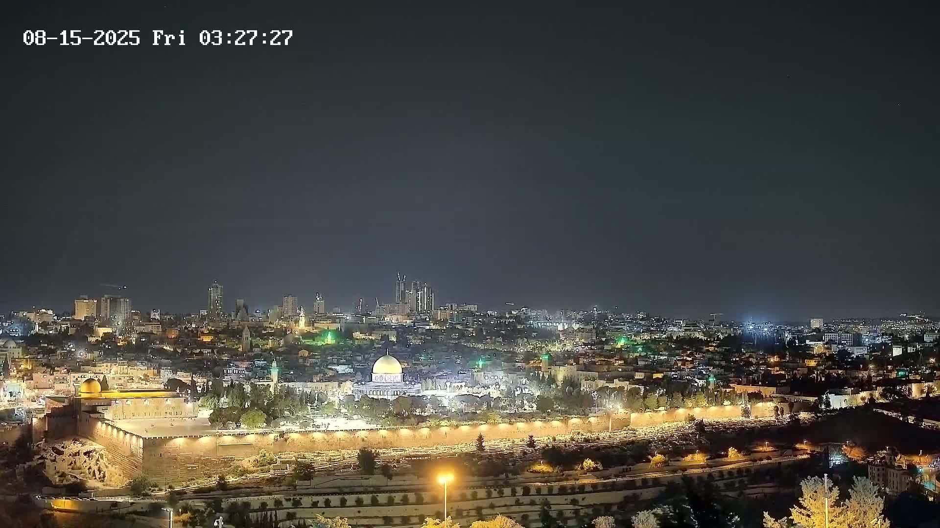 East & West Quds (East & West Jerusalem) &Temple Mount Panaroma Skyline View from Mount of Olives Live Cam - At-Tur, East Quds (East Jerusalem), Palestine