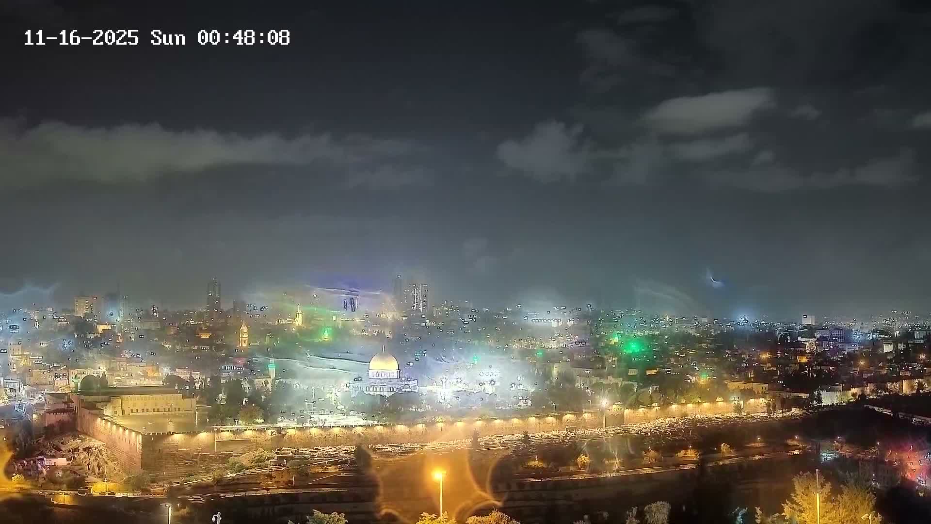 East & West Quds (East & West Jerusalem) &Temple Mount Panaroma Skyline View from Mount of Olives Live Cam - At-Tur, East Quds (East Jerusalem), Palestine
