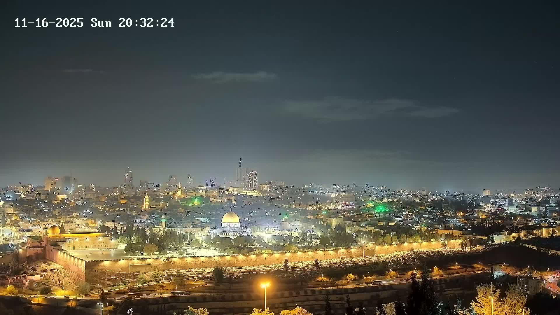 East & West Quds (East & West Jerusalem) &Temple Mount Panaroma Skyline View from Mount of Olives Live Cam - At-Tur, East Quds (East Jerusalem), Palestine