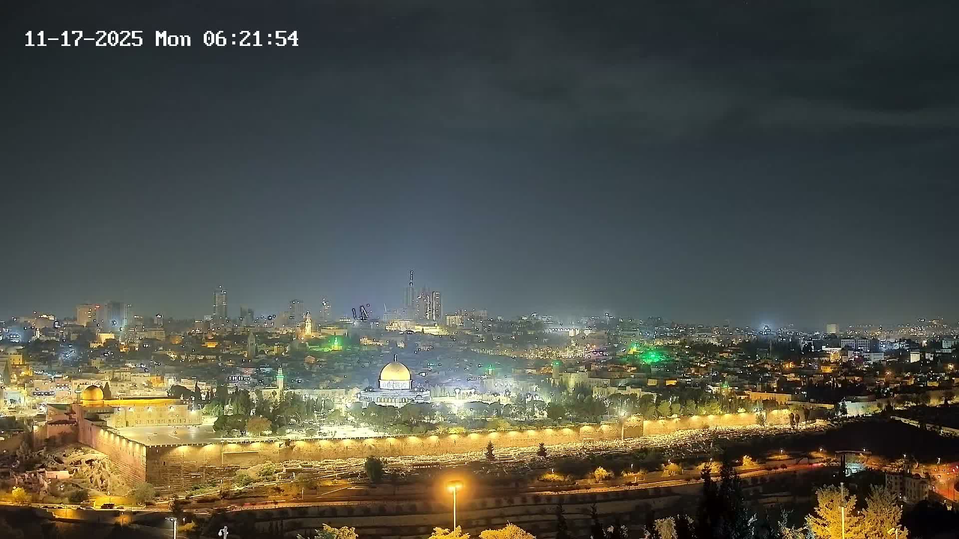 East & West Quds (East & West Jerusalem) &Temple Mount Panaroma Skyline View from Mount of Olives Live Cam - At-Tur, East Quds (East Jerusalem), Palestine