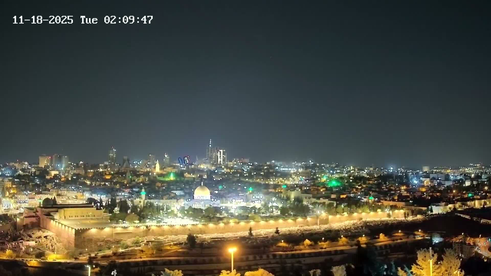 East & West Quds (East & West Jerusalem) &Temple Mount Panaroma Skyline View from Mount of Olives Live Cam - At-Tur, East Quds (East Jerusalem), Palestine