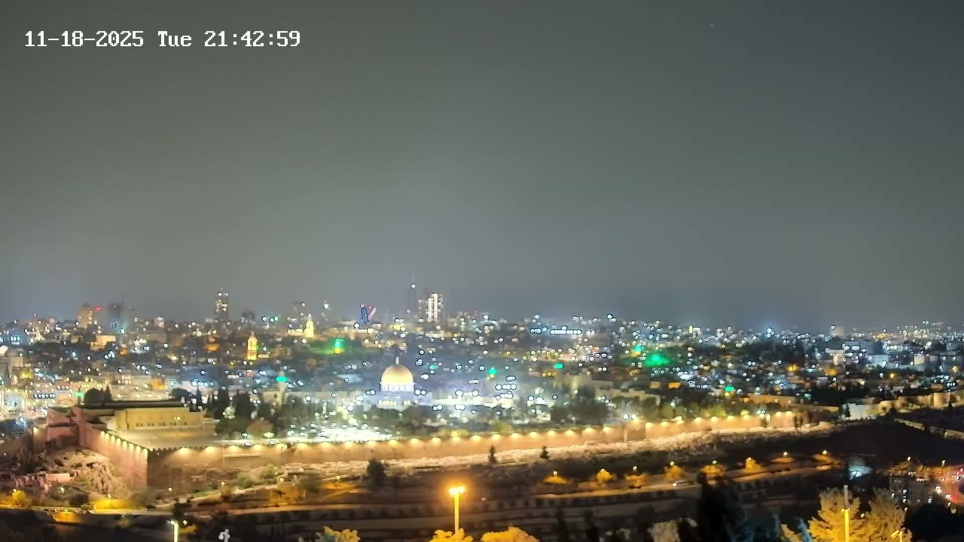 East & West Quds (East & West Jerusalem) &Temple Mount Panaroma Skyline View from Mount of Olives Live Cam - At-Tur, East Quds (East Jerusalem), Palestine